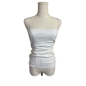 Enza Costa White Tank Top Camisole Size M Pima Cotton Basic Everyday